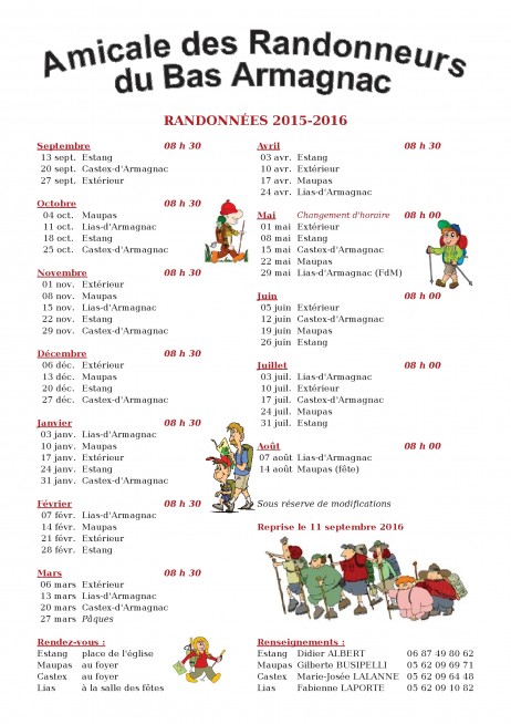 Randonnées du dimanche 2015-2016