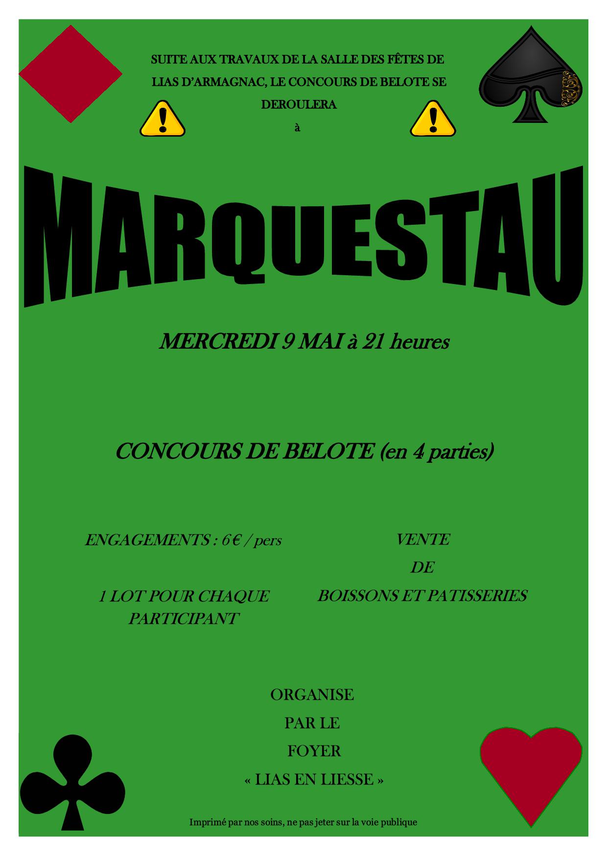 concours de belote mai 2018